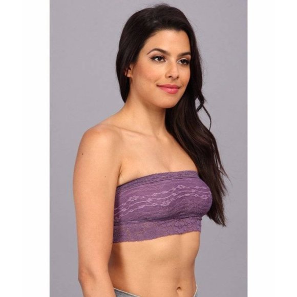 FREE PEOPLE Lace Bandeau Bralette Bra Deep Lavender Purple Medium NEW - Picture 2 of 6